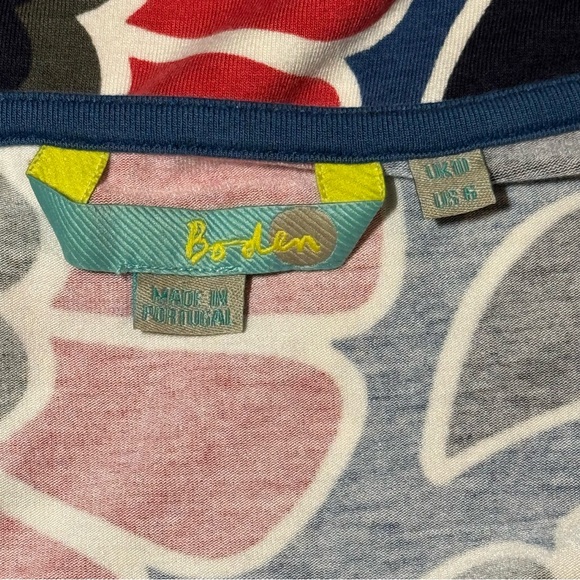 Boden Women's Funky Flowers Retro Floral 3/4 Sleeve Jersey Dress Tunic size 6 - Picture 5 of 8